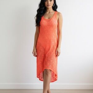 Xhilaration Orange Crochet Sleeveless Swim Coverup Dress